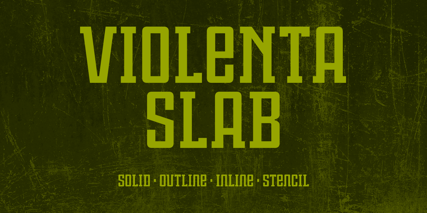 Przykład czcionki Violenta Slab Stencil Unicase
